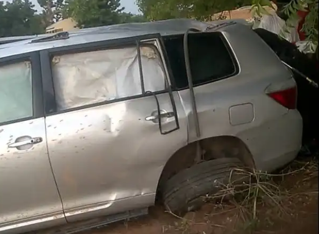 Galadima's SUV after the accident. Photo: NAN