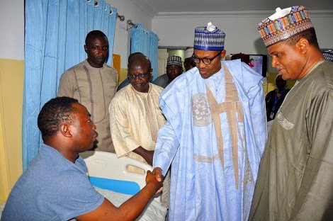 Buhari visits injured NAF Pilots