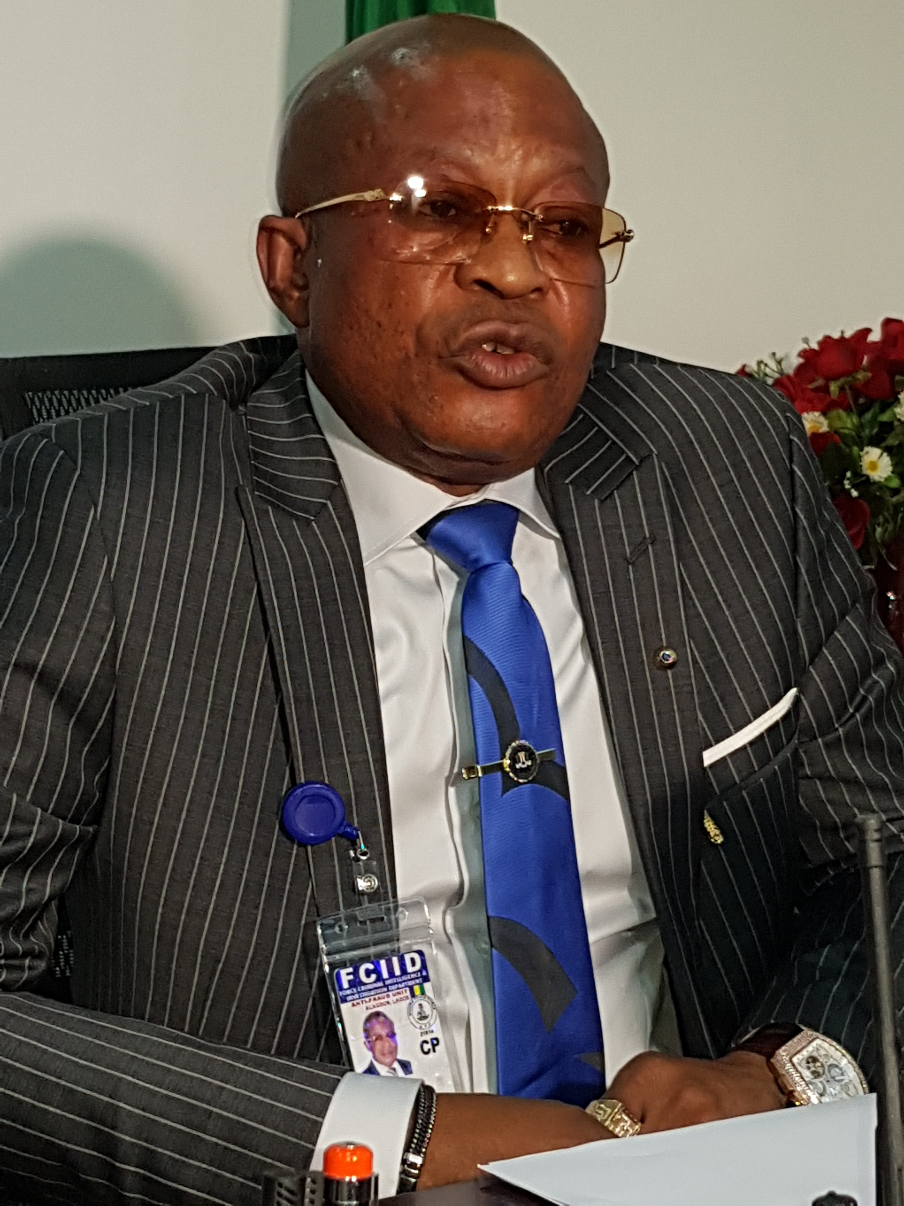 CP Damian Nkem Okoro addressing journalists at the FCID, Alagbon.