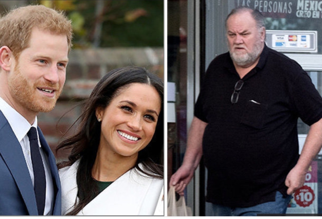 Duke and Duchess of Sussex, left, and Mr Markle