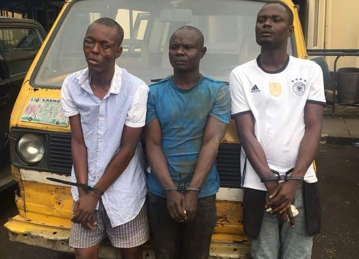 The suspected robbers arrested by the police in Lagos