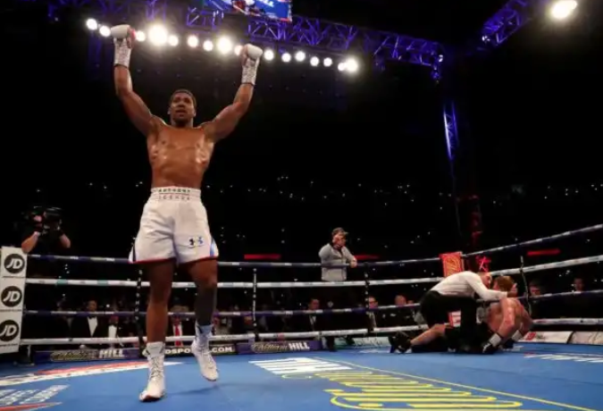 Anthony Joshua after defeating Alexander Povetkin on Saturday.