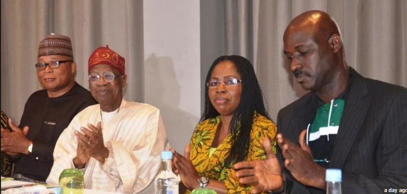 Head External Affairs at UBA, Olanrewaju Ramon, Minister of Information, Alhaji Lai Mohammed, the HOD Mass Communication Dept at UNILAG, Prof Abigail Ogwezzy-Ndisika, and the President, GPBN, Chris Kehinde Nwandu