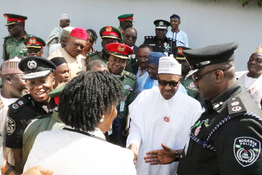 President Muhammadu Buhari, second right, interacting with some of the Course participants earlier on Wednesday