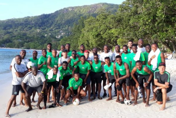 Super Eagles in Seychelles. Photo: NFF