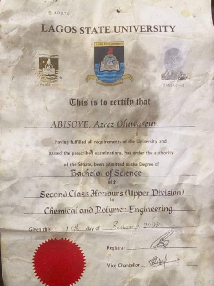 The recovered certificate