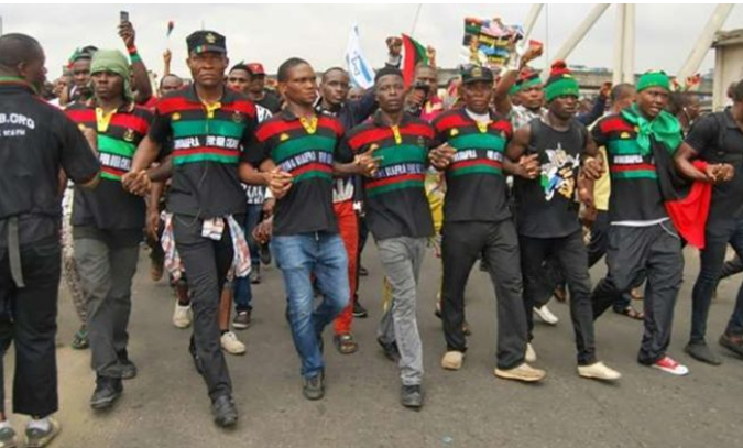 File photo of members of the Indigenous People of Biafra during a rally