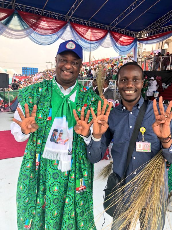 Campaign spokesman Festus Keyamo and SSA to President Buhari Tolu Ogunlesi in Ibadan