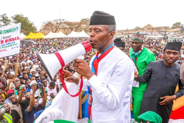 Osinbajo speaks at a rally in Kabba, Kogi state after the incident