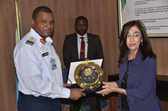 Mrs Maria De Carmen Squeff Argentine Ambassador to Nigeria during her visit to the Nigerian Air Force