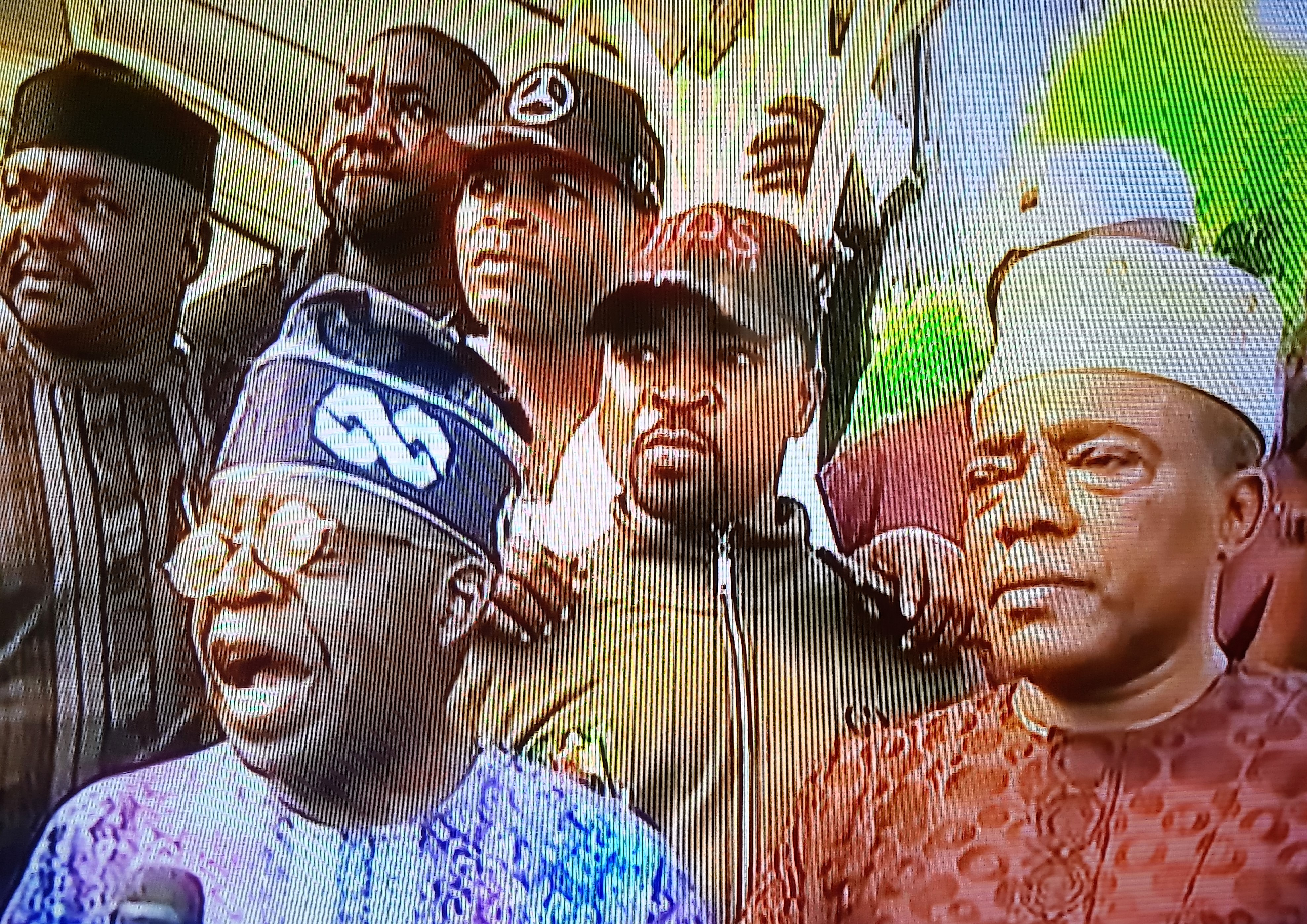 Tinubu, left, and Hon Ganiyu Solomon with MC Oluomo and other transport union leaders after the meeting