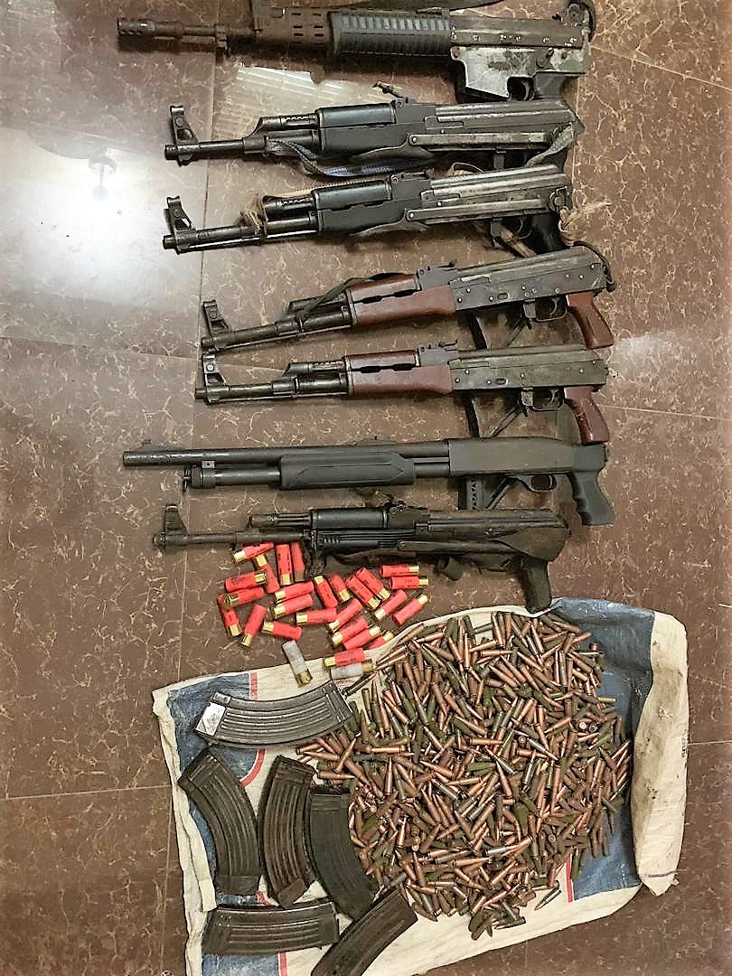 Arms and ammunition recovered by the police