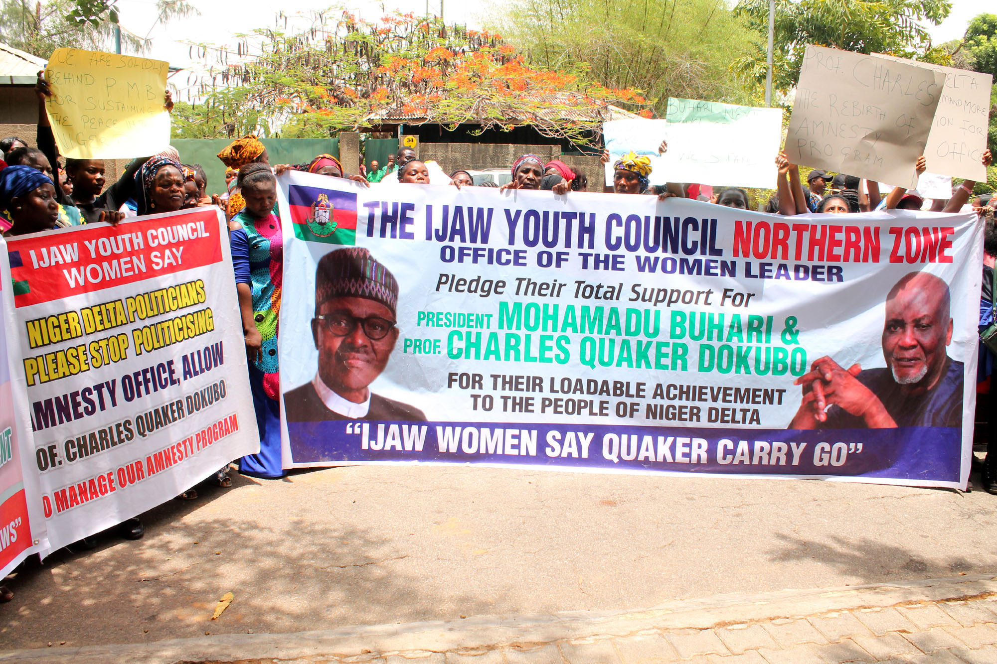 Ijaw Youth Council Women, Northern Zone, on a street walk, supporting of Professor Charles Dokubo, the Niger Delta Amnesty Boss, in office. The rally ended at the Amnesty office, Maitama, Abuja, on Thursday 25, April 2019.