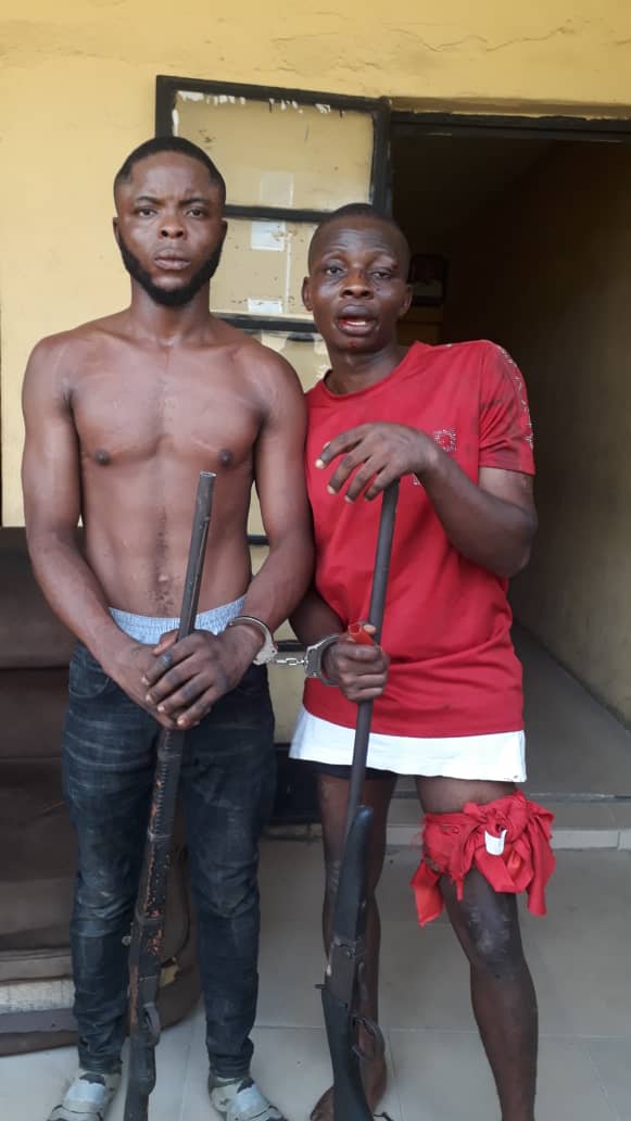 The arrested suspects with their dane guns