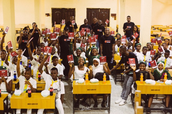 SS2 Students of the Lagos City Senior College with Final Year Students of UNILAG at a Drug Abuse Awareness Program