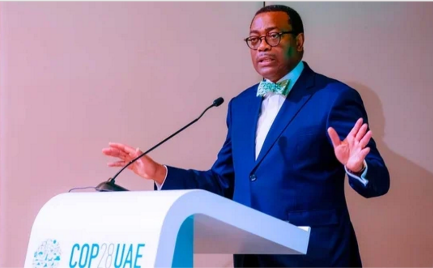 Dr. Akinwunmi Adesina speaking at COP28 event in Dubai.