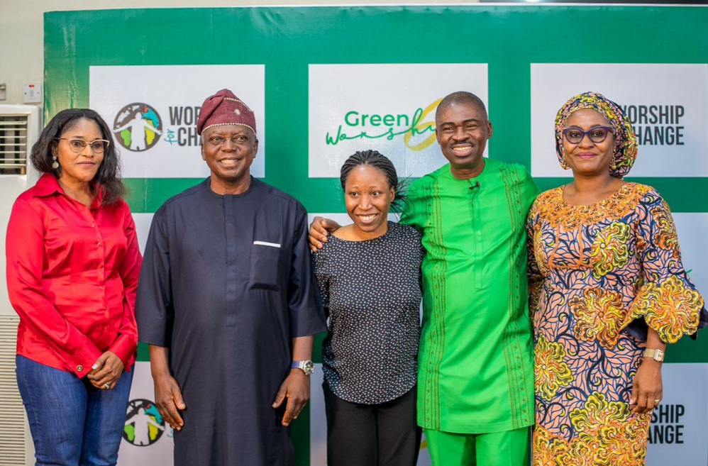 From Left: Trustee, Worship for Change Foundation, Gboyega Aboderin; Founder, Joy in Africa Foundation, Asaba, Joy Okonjor; Her Husband, Henry Okonjor, Founder, To Omo Re Centre for Special Empowerment, Sam Ajayi; Chief Responsibility Officer, The Let Cerebral Palsy Kids Learn Foundation, Tobiloba Ajayi; Founder and Chief Responsibility Officer, Worship for Change, Wale Adenuga; and President, The Seedoo Initiative for Children with Special Needs, Kawan Aondofa-Anjira; during the presentation of cheques totaling N33m to 4 Foundations catering for special needs by Worship for Change Foundation in Lagos on Tuesday.